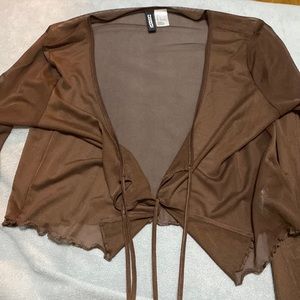 H&M- Divided- see through long sleeve crop- for swim suits